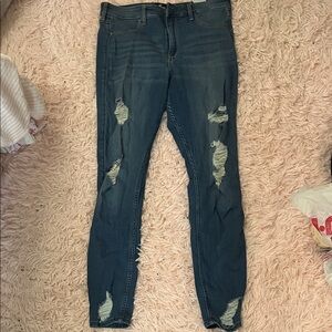 Hollister Dark Blue Distressed Skinny Jeans